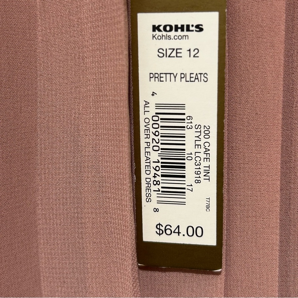 LC Lauren Conrad NWT women’s size 12 midi sleeveless Tan pinkish pleated Dress - Picture 8 of 10